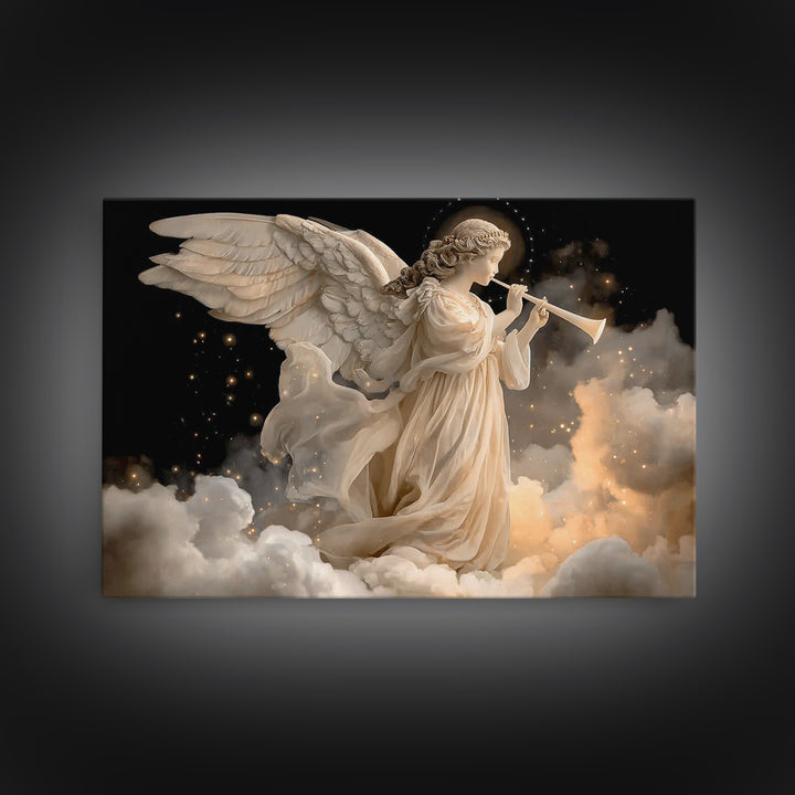 Angelic Herald – Framed Canvas Print – Christian Christmas Art – Christian Wall Art – Christian Art Canvas – Christmas Wall Art – Jesus Pai