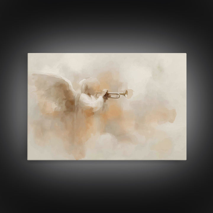 Trumpet Herald – Framed Canvas Print – Christian Art Canvas – Christian Wall Art – Christian Christmas Art – Christmas Art – Christian Art