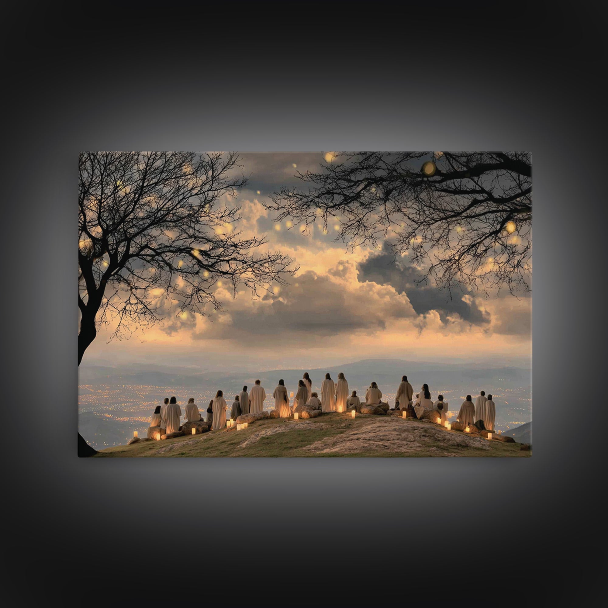 Gathered at Dawn – Framed Canvas Print – Christian Christmas Art – Christian Wall Art – Christian Art Canvas – Christmas Art – Christian Pa
