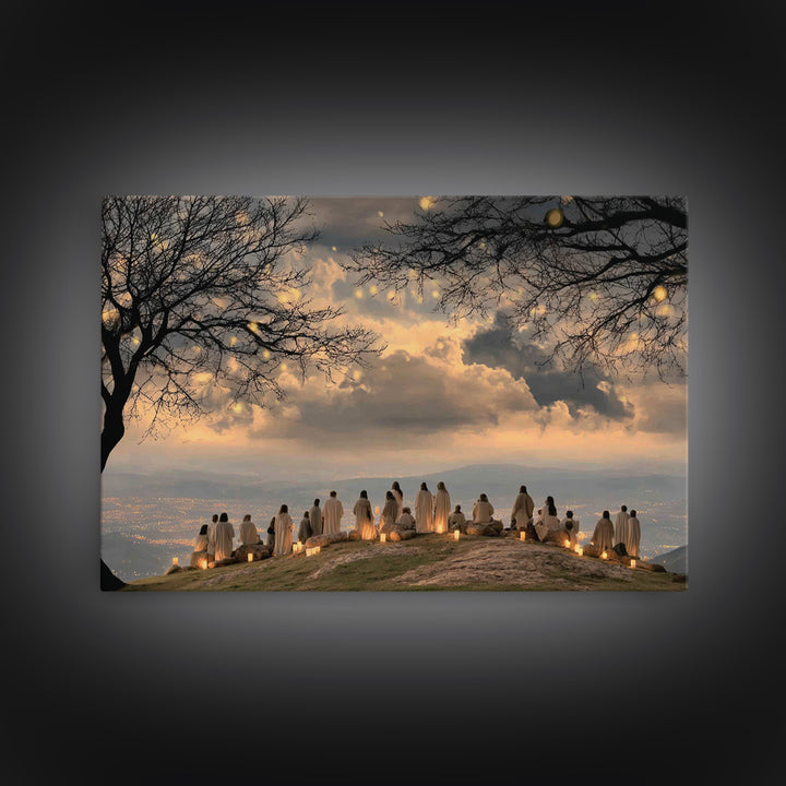 Gathered at Dawn – Framed Canvas Print – Christian Christmas Art – Christian Wall Art – Christian Art Canvas – Christmas Art – Christian Pa