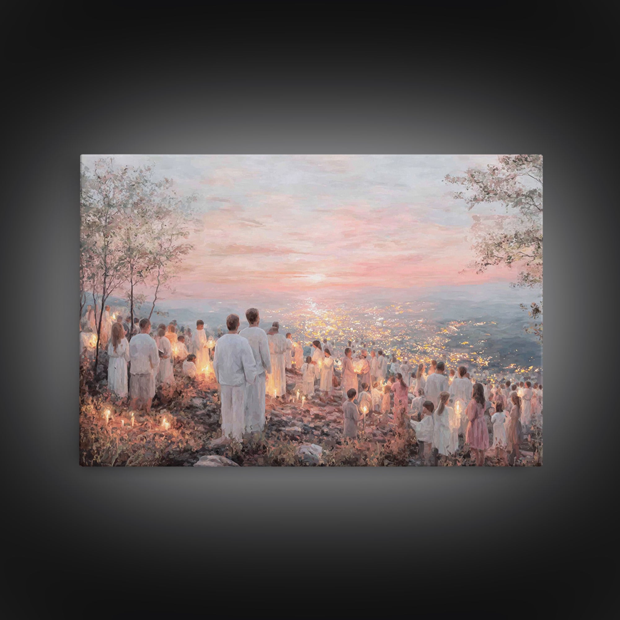 Lantern Vigil – Framed Canvas Print – Christian Christmas Art – Christian Painting – Christian Wall Art – Christian Art Canvas – Christmas