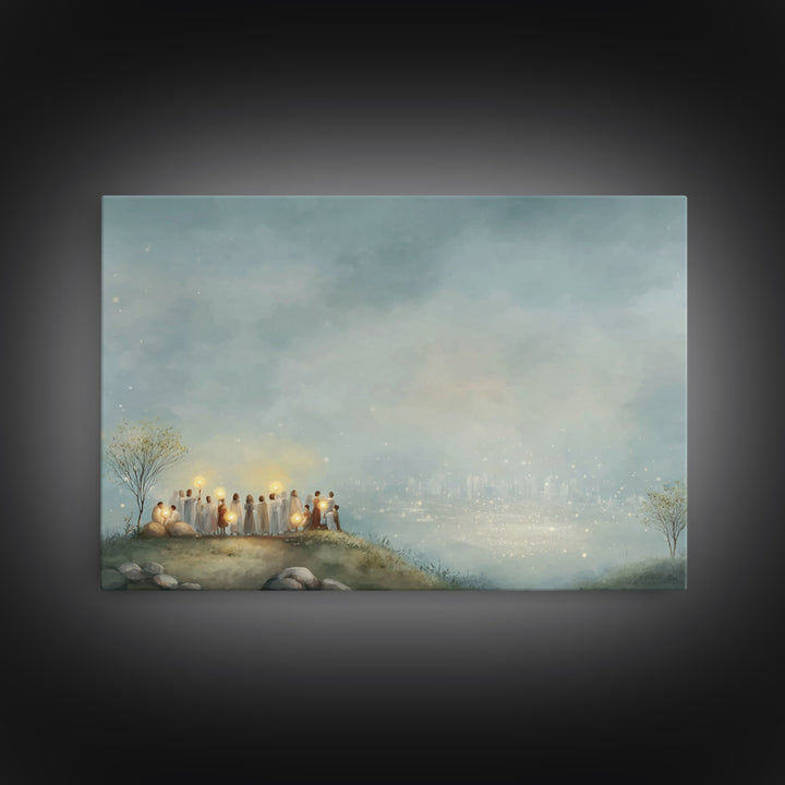 City of Light – Framed Canvas Print – Christian Art Canvas – Christian Wall Art – Christian Painting – Christian Christmas Art – Christmas