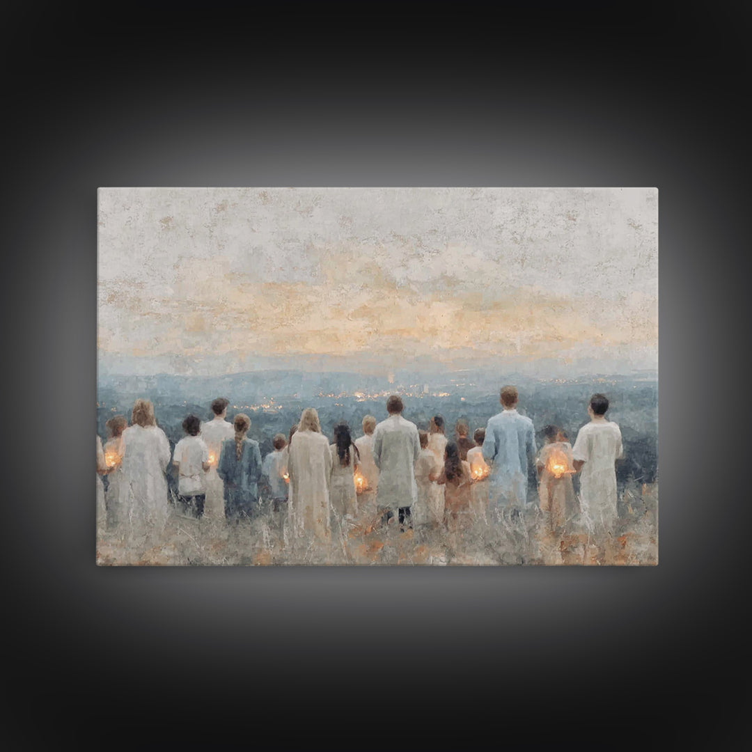 Dawn Assembly – Framed Canvas Print – Christian Wall Art – Christian Art Canvas – Christian Christmas Art – Christmas Art – Christian Paint