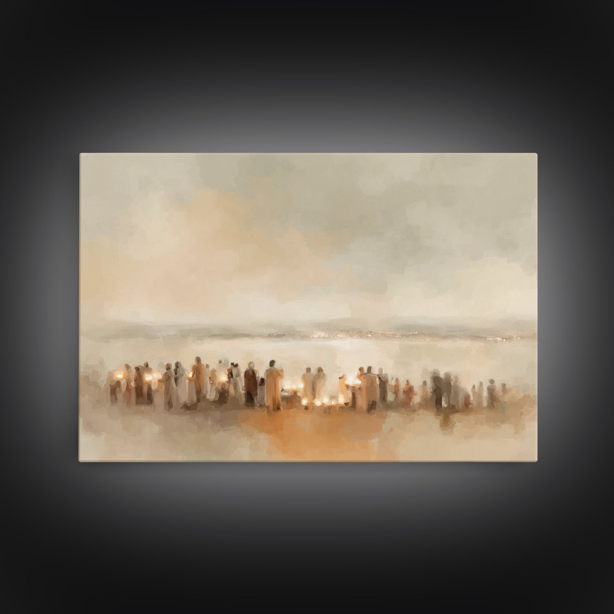 Silent Gathering – Framed Canvas Print – Christian Art Canvas – Christian Christmas Art – Christian Painting – Christian Wall Art – Christm