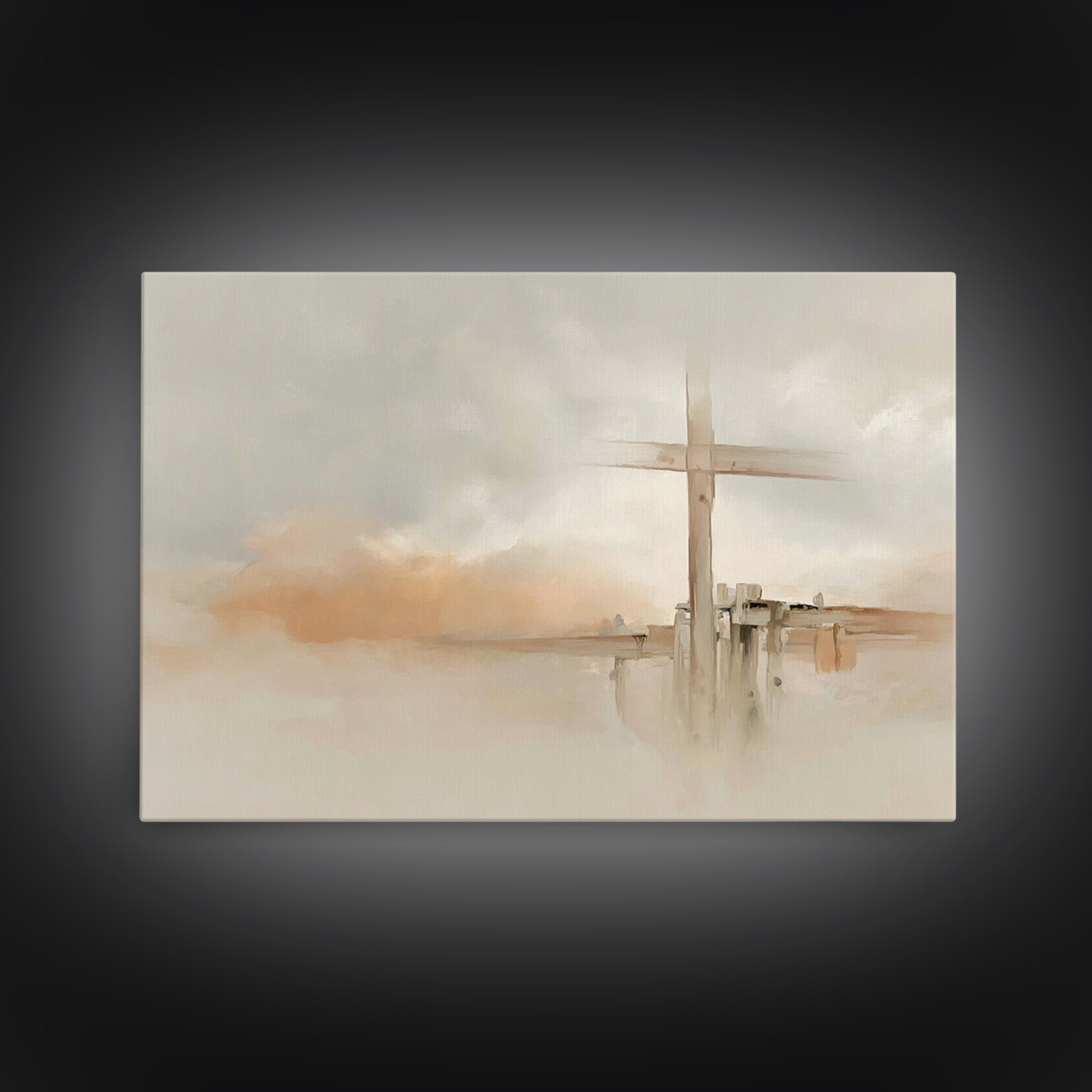 Quiet Hill Cross | Framed Canvas Print | Christian Wall Art | Christian Art Canvas | Minimalist Christian Art | Christian Decor
