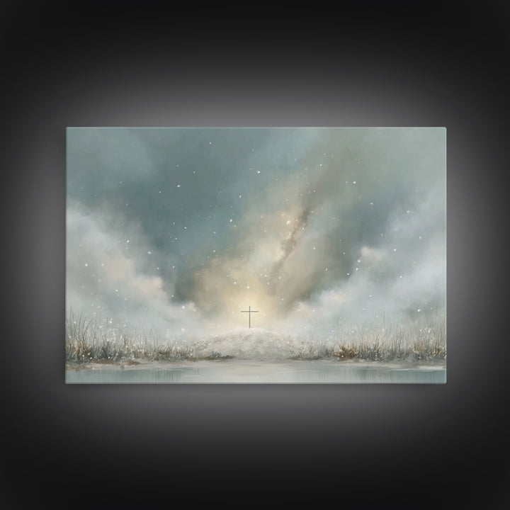 Winter Of Promise, Framed Canvas Print, Christian Wall Art, Christian Art Canvas, Christian Christmas Art, Christian Decor