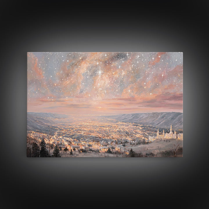 Heavenly Dawn Light, Framed Canvas Print, Christian Art Canvas, Christian Wall Art, Christmas Art Prints, Jesus Christmas Art, Christian De