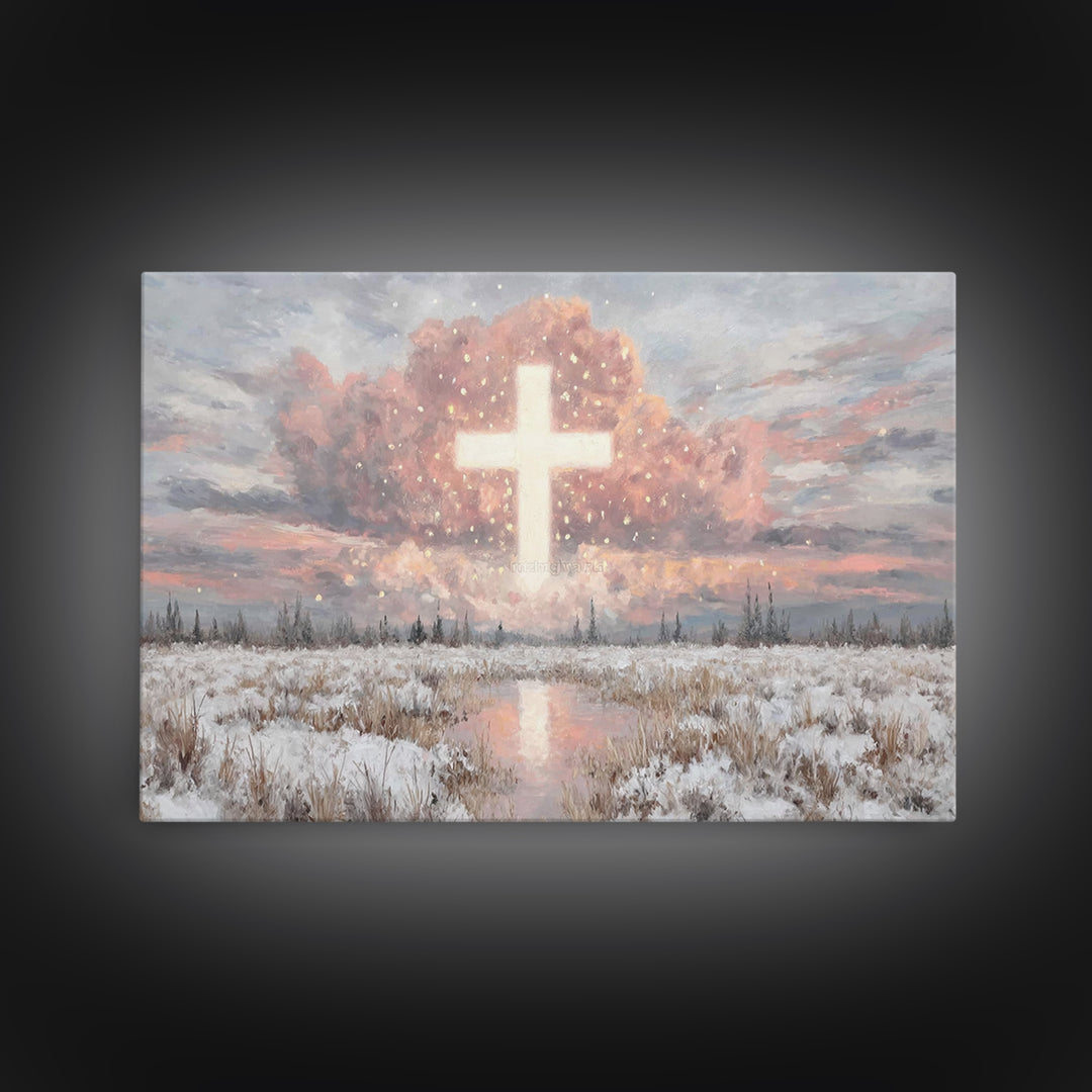 Radiant Glory Sky, Framed Canvas Print, Christian Wall Art, Christian Art Canvas, Christian Christmas Art, Christian Gift Ideas
