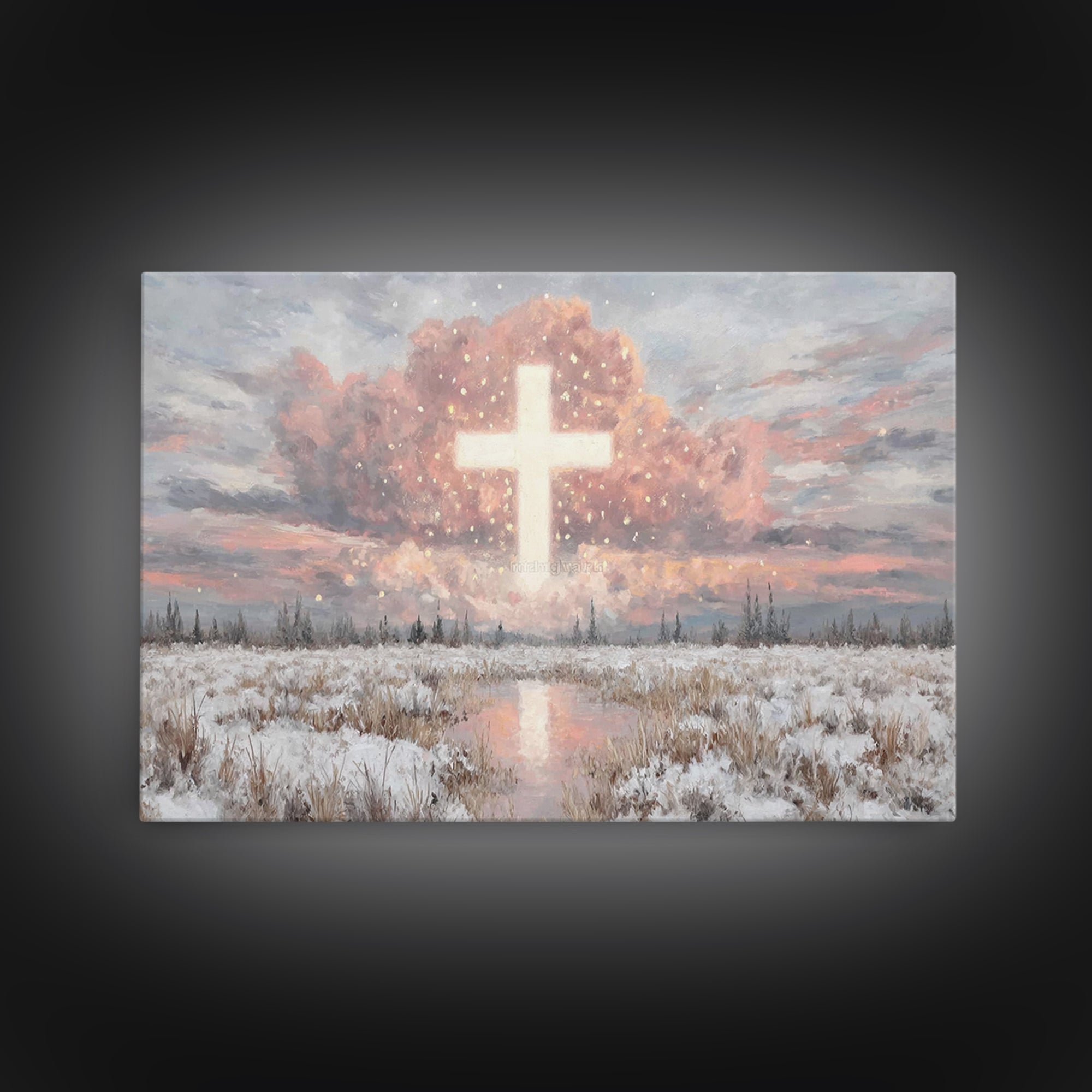 Radiant Glory Sky, Framed Canvas Print, Christian Wall Art, Christian Art Canvas, Christian Christmas Art, Christian Gift Ideas