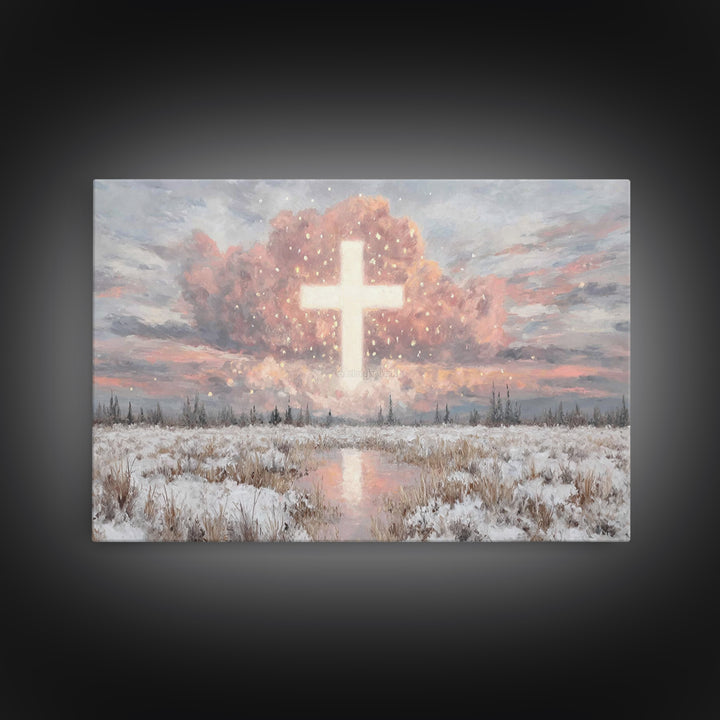 Radiant Glory Sky, Framed Canvas Print, Christian Wall Art, Christian Art Canvas, Christian Christmas Art, Christian Gift Ideas