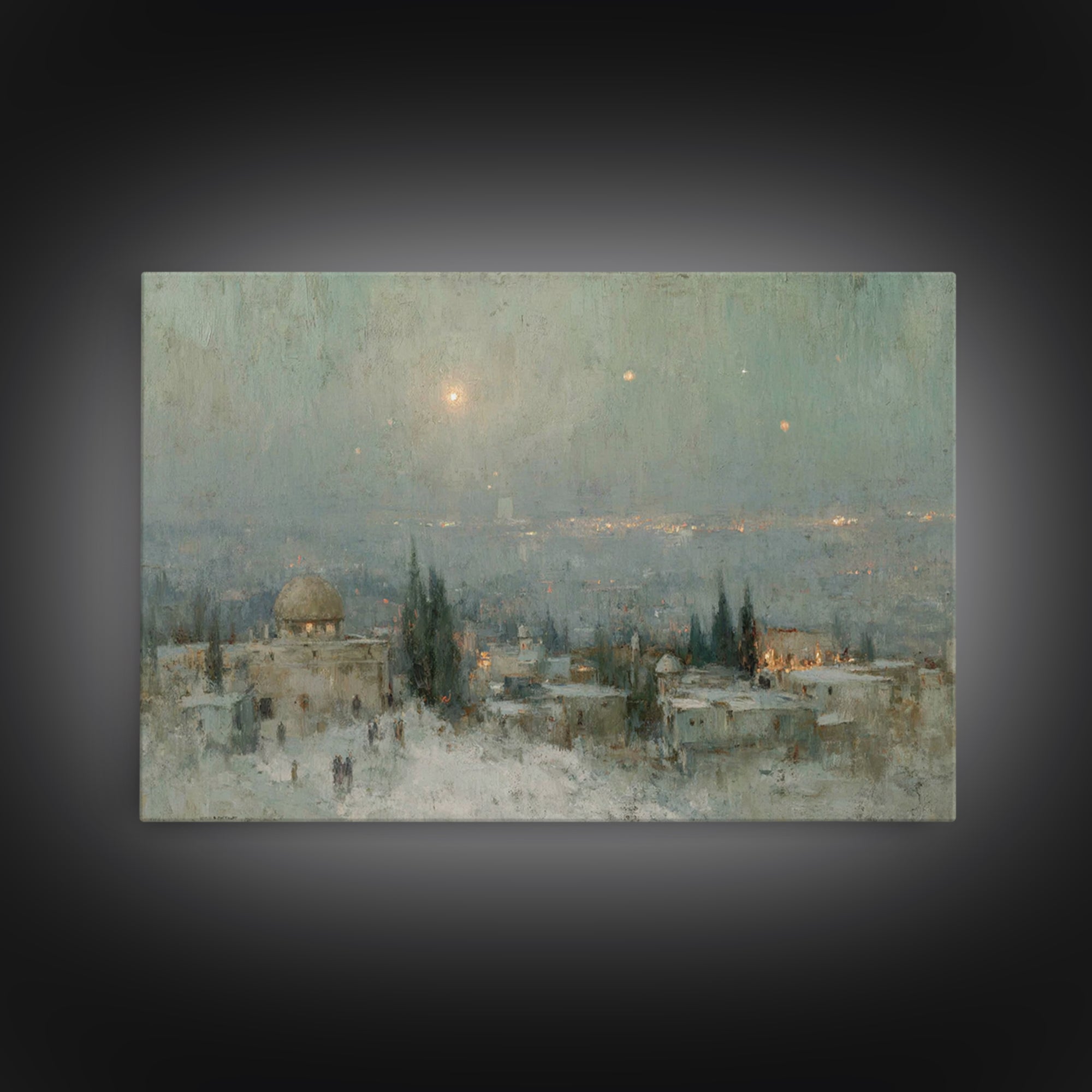 Holy Night Peace – Framed Canvas Print – Christian Christmas Art – Christian Art Canvas – Vintage Christian Art – Christmas Wall Art – Chri
