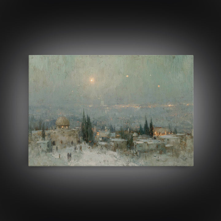 Holy Night Peace – Framed Canvas Print – Christian Christmas Art – Christian Art Canvas – Vintage Christian Art – Christmas Wall Art – Chri