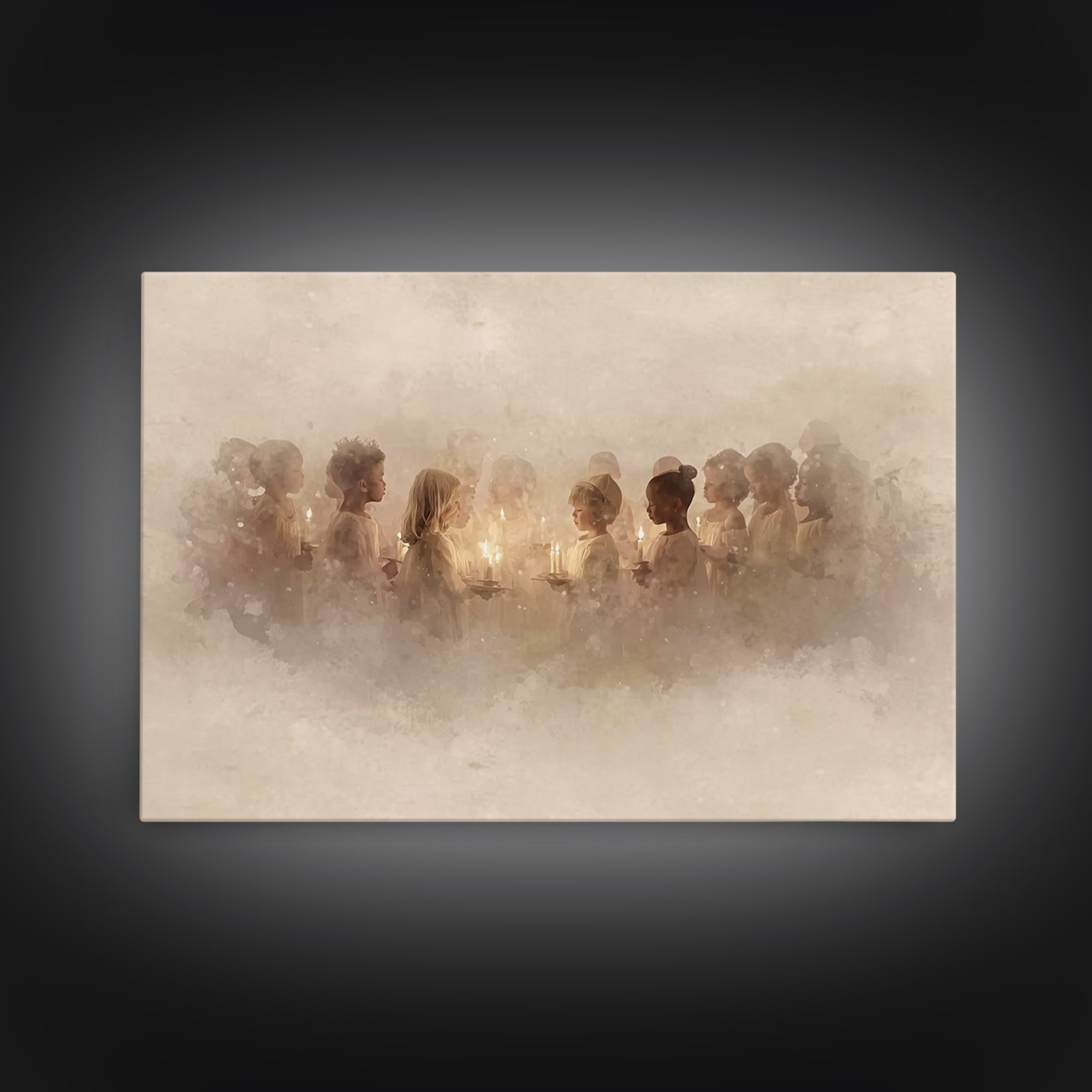 The Candle Choir – Framed Canvas Print – Christian Wall Art – Christmas Art – Christian Decor – Christian Art Canvas – Christian Christmas