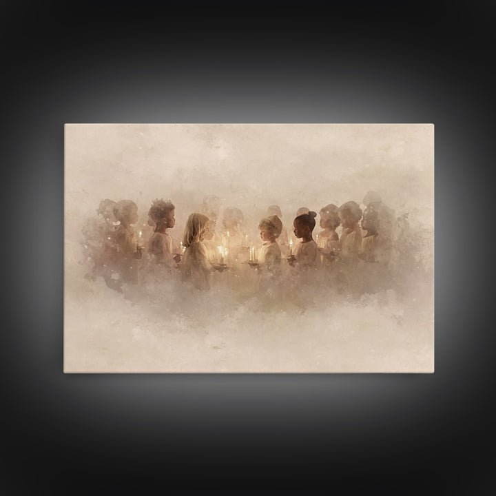 The Candle Choir – Framed Canvas Print – Christian Wall Art – Christmas Art – Christian Decor – Christian Art Canvas – Christian Christmas