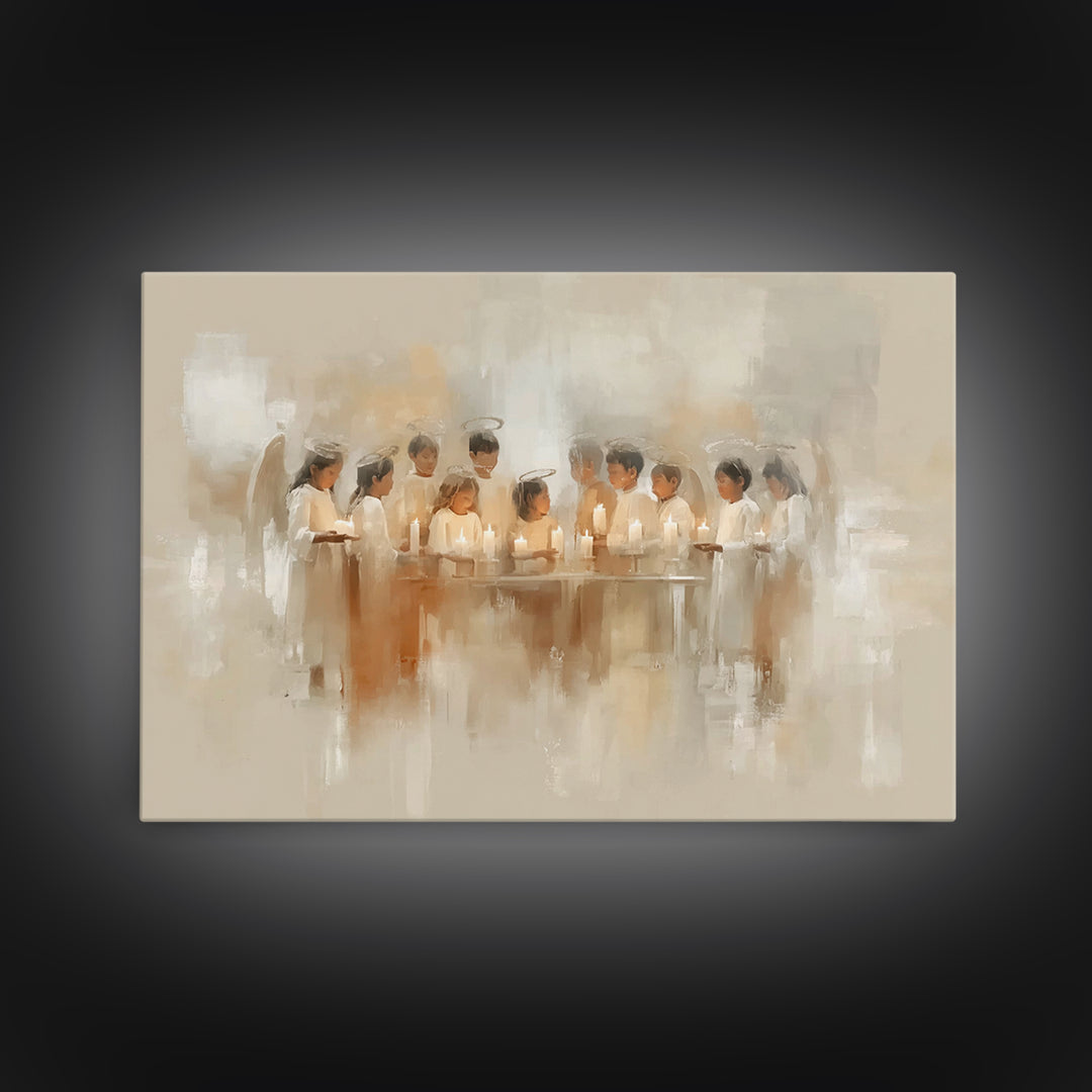 Heavenly Lantern Circle – Framed Canvas Print – Christian Art – Christian Wall Art – Christmas Art – Christian Art Canvas – Christian Decor