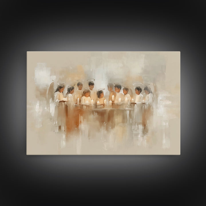 Heavenly Lantern Circle – Framed Canvas Print – Christian Art – Christian Wall Art – Christmas Art – Christian Art Canvas – Christian Decor