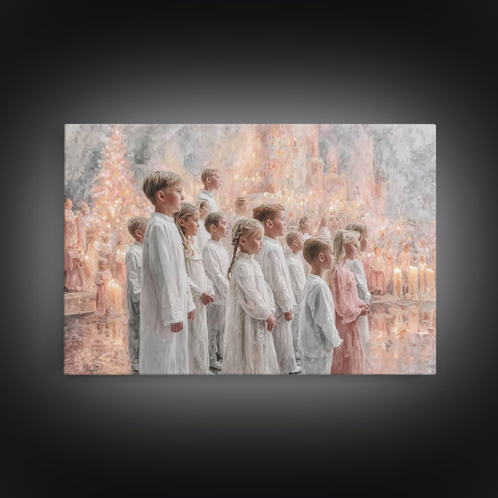 Radiant Carol Procession – Framed Canvas Print – Christmas Art – Christian Art Canvas – Christian Wall Art – Christian Christmas – Christia