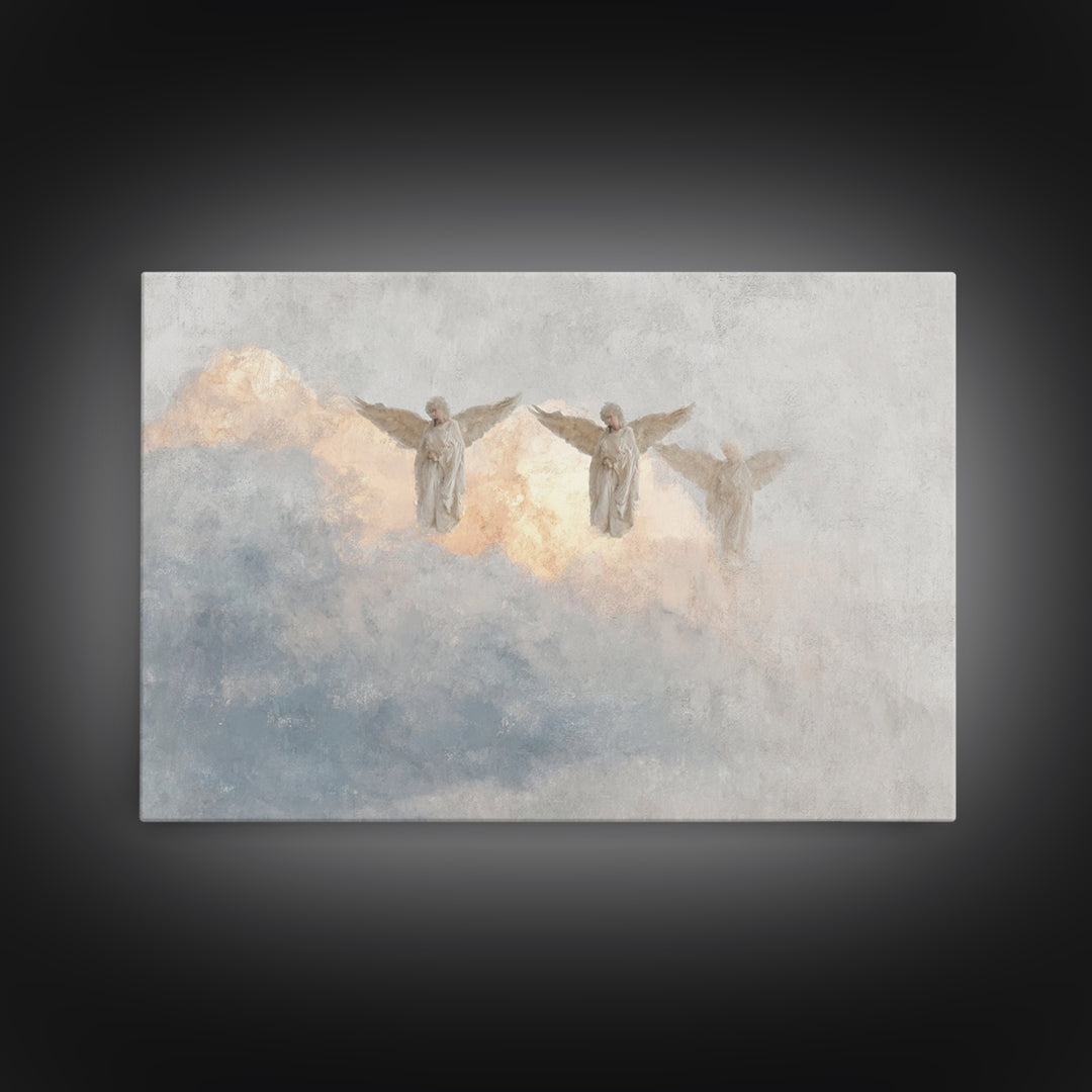 Cloudborne Guardians – Framed Canvas Print – Christian Art – Christian Christmas Art – Christian Wall Art – Christian Art Canvas – Christia