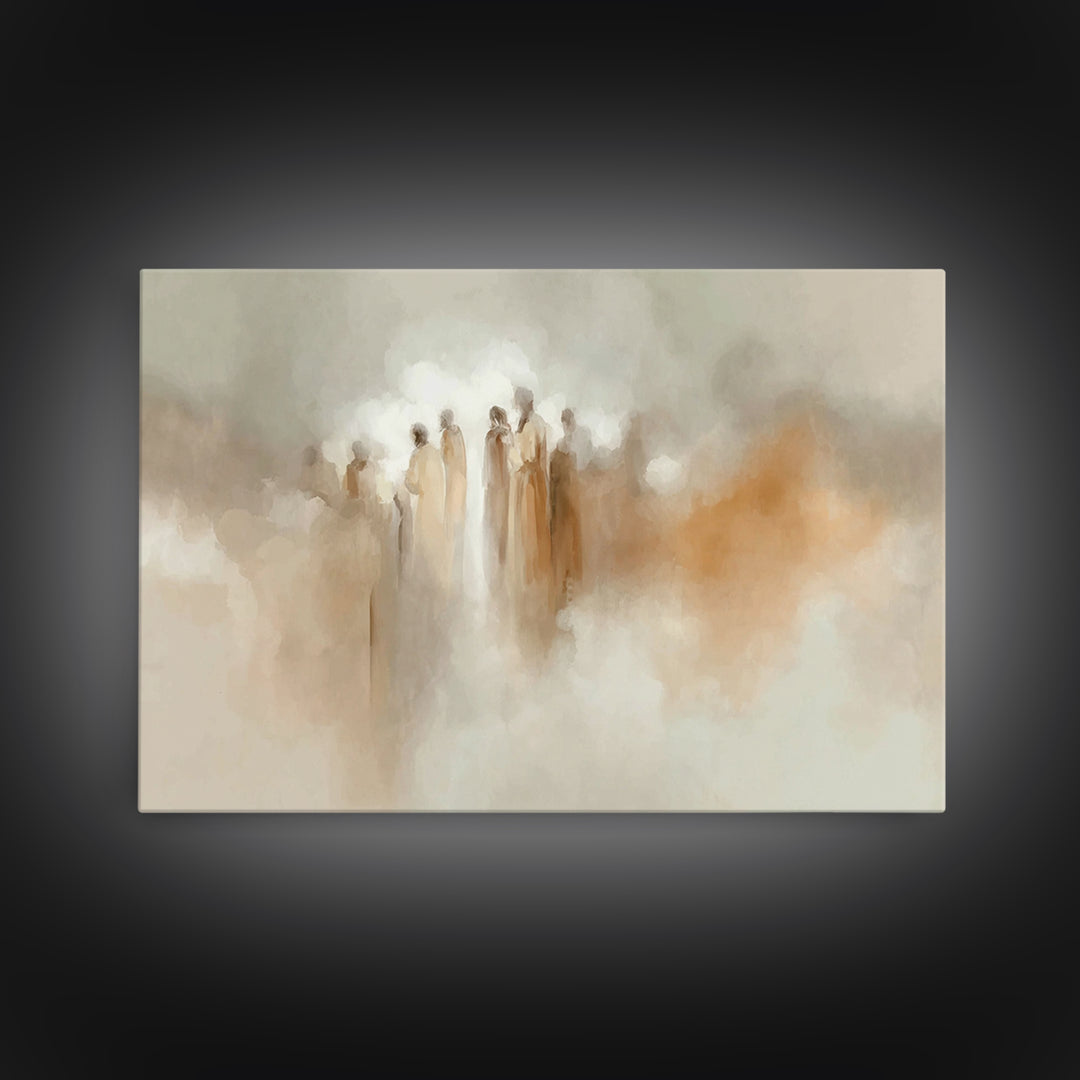 Angelic Gathering, Framed Canvas Print, Christian Art Print, Christian Wall Art, Christian Art Canvas, Moody Christian Art, Christmas Art W