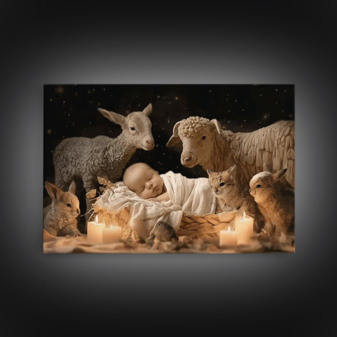 Quiet Bethlehem Night | Framed Canvas Print | Christian Art Canvas | Christian Wall Art | Christian Christmas Art | Christmas Art Work