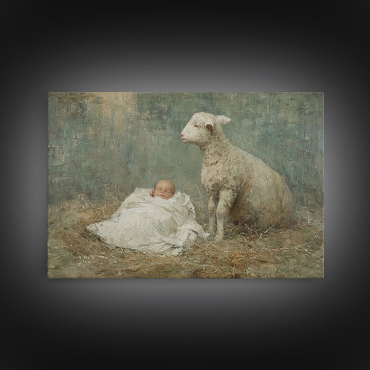 Lamb Of Dawn | Framed Canvas Print | Christian Wall Art | Christian Art Canvas | Subtle Christian Art | Christian Christmas Art
