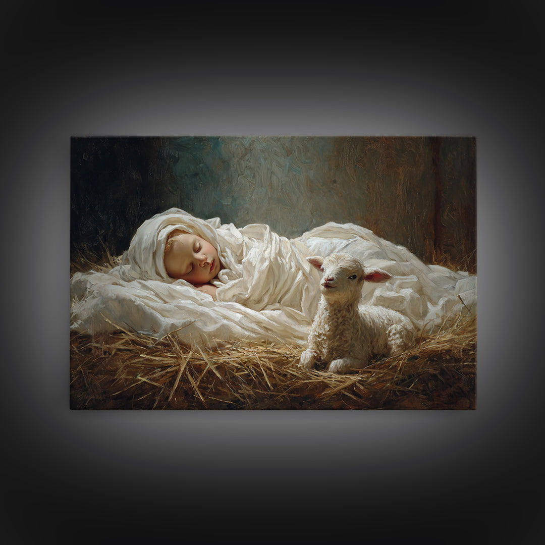 Holy Manger Peace – Framed Canvas Print – Christian Wall Art – Christmas Art – Christian Art Canvas – Jesus Painting