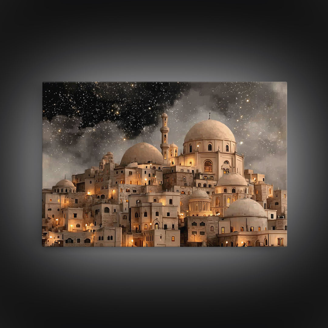 Tender Nativity Calm, Framed Canvas Print, Christian Christmas Art, Christian Wall Art, Jesus Painting, Christmas Art
