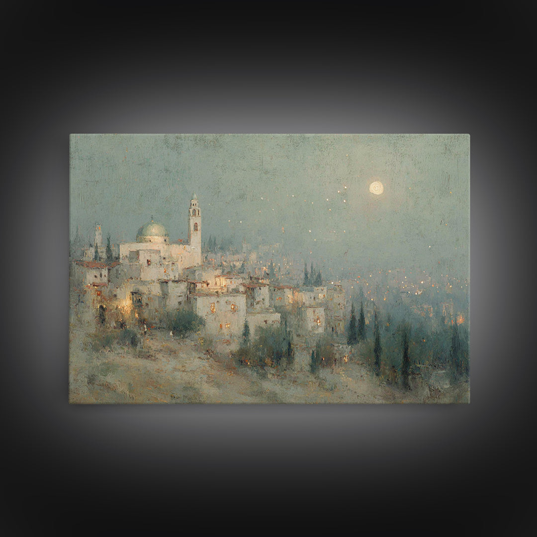Holy Night Haze | Framed Canvas Print | Christian Christmas Art | Christian Art Canvas | Christmas Wall Art | Christian Art