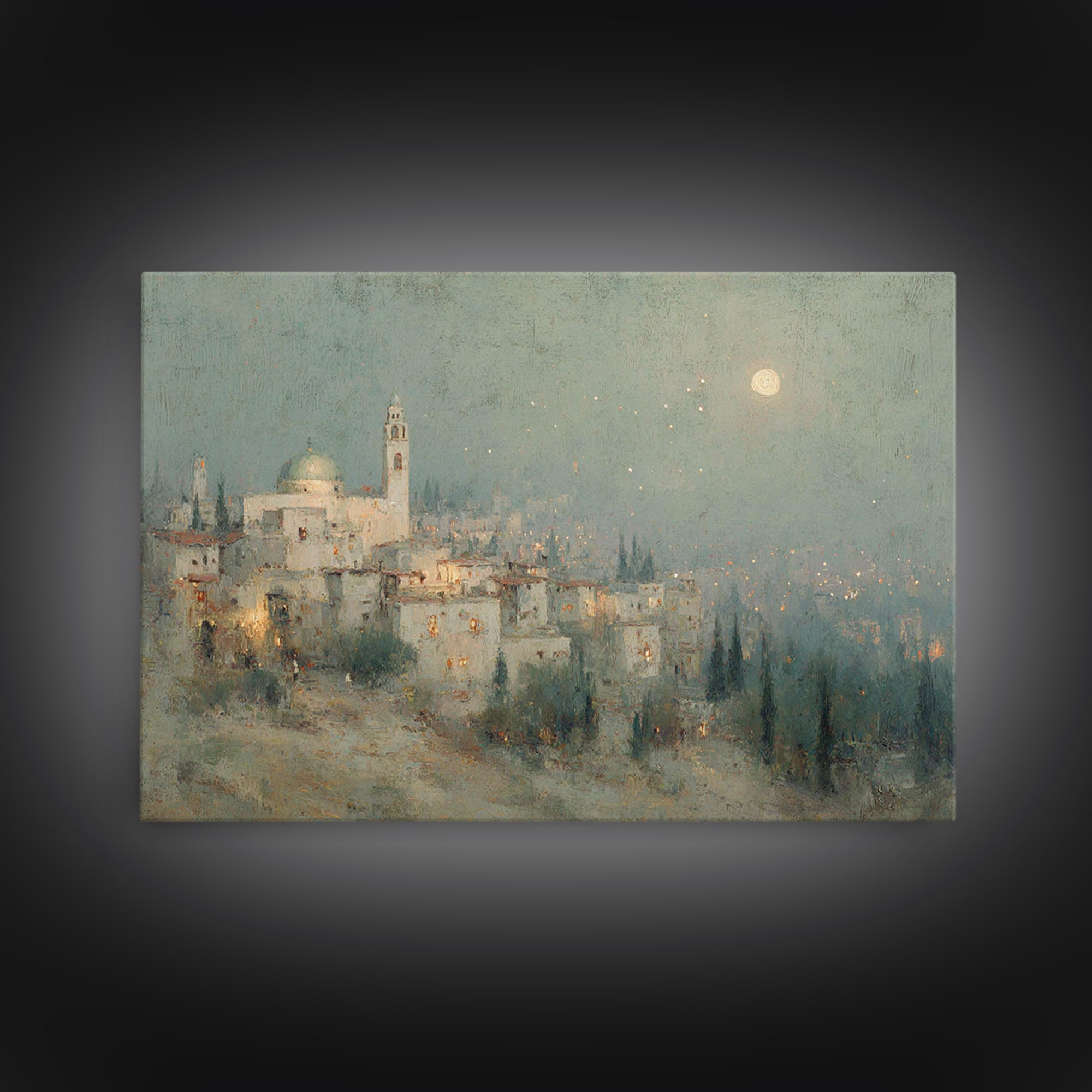 Holy Night Haze | Framed Canvas Print | Christian Christmas Art | Christian Art Canvas | Christmas Wall Art | Christian Art
