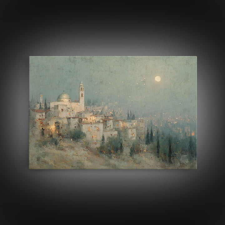 Holy Night Haze | Framed Canvas Print | Christian Christmas Art | Christian Art Canvas | Christmas Wall Art | Christian Art