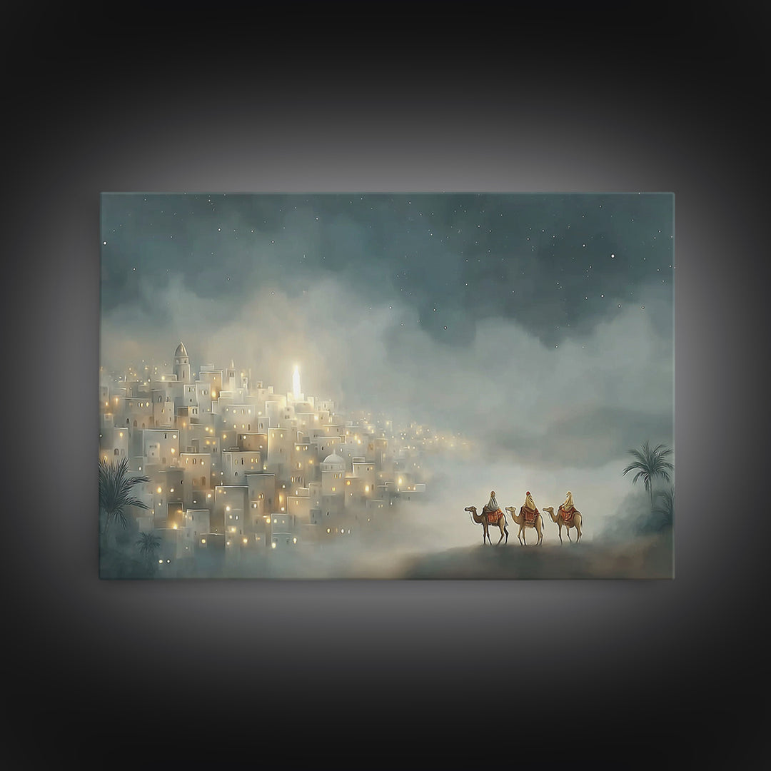 Guided By The Light – Framed Canvas Print – Christian Art Canvas – Christmas Art – Christian Wall Art – Christian Christmas Art