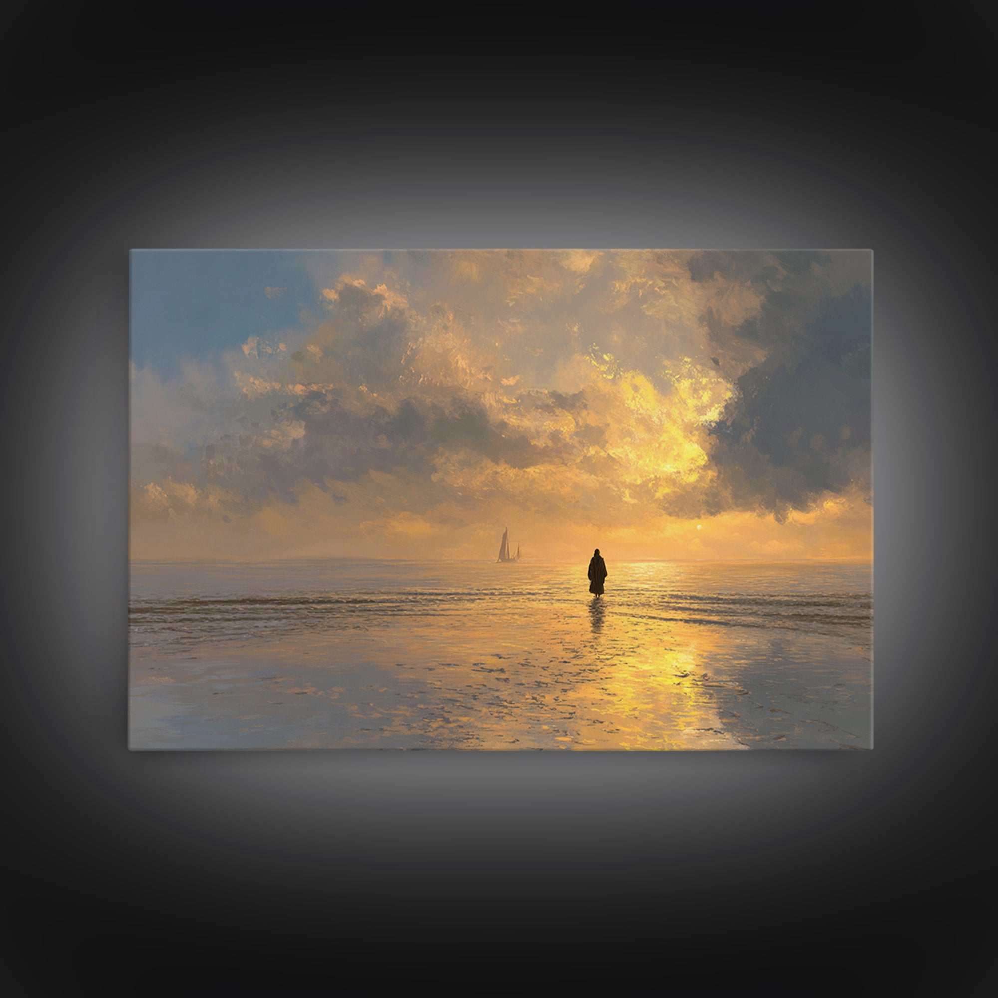 Sunset Promise – Framed Canvas Print – Christian Art Canvas – Jesus Painting – Christian Wall Art – Christmas Art – Christian Decor