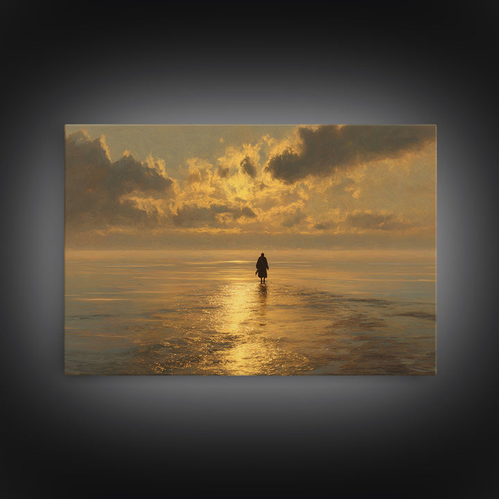 Heavenly Shore – Framed Canvas Print – Jesus Painting – Christian Art Canvas – Christian Wall Art – Christmas Art – Christian Decor