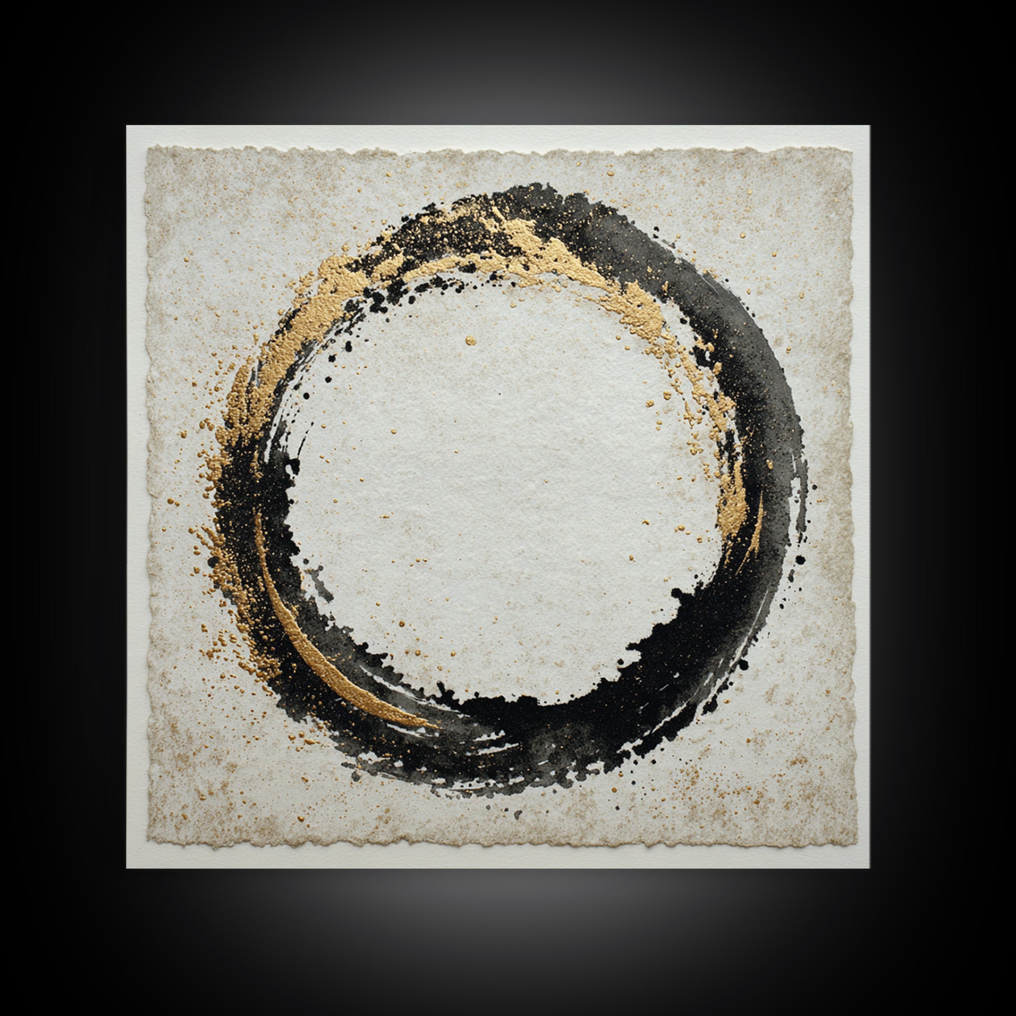Japanese Brush Mark Circle Framed Canvas Print, Calligraphy Art, Spiritual Wall Art, Living Room Decor, Fine Art, Script, CAL-1x1-100