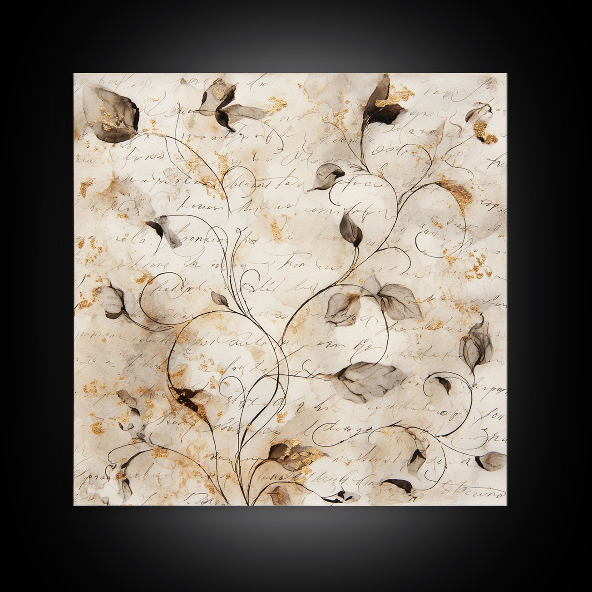 Floral Vine Created from Graceful Script Like Canvas Print, Calligraphy Art, Printable Art, Living Room Decor, Script, CAL-1x1-11