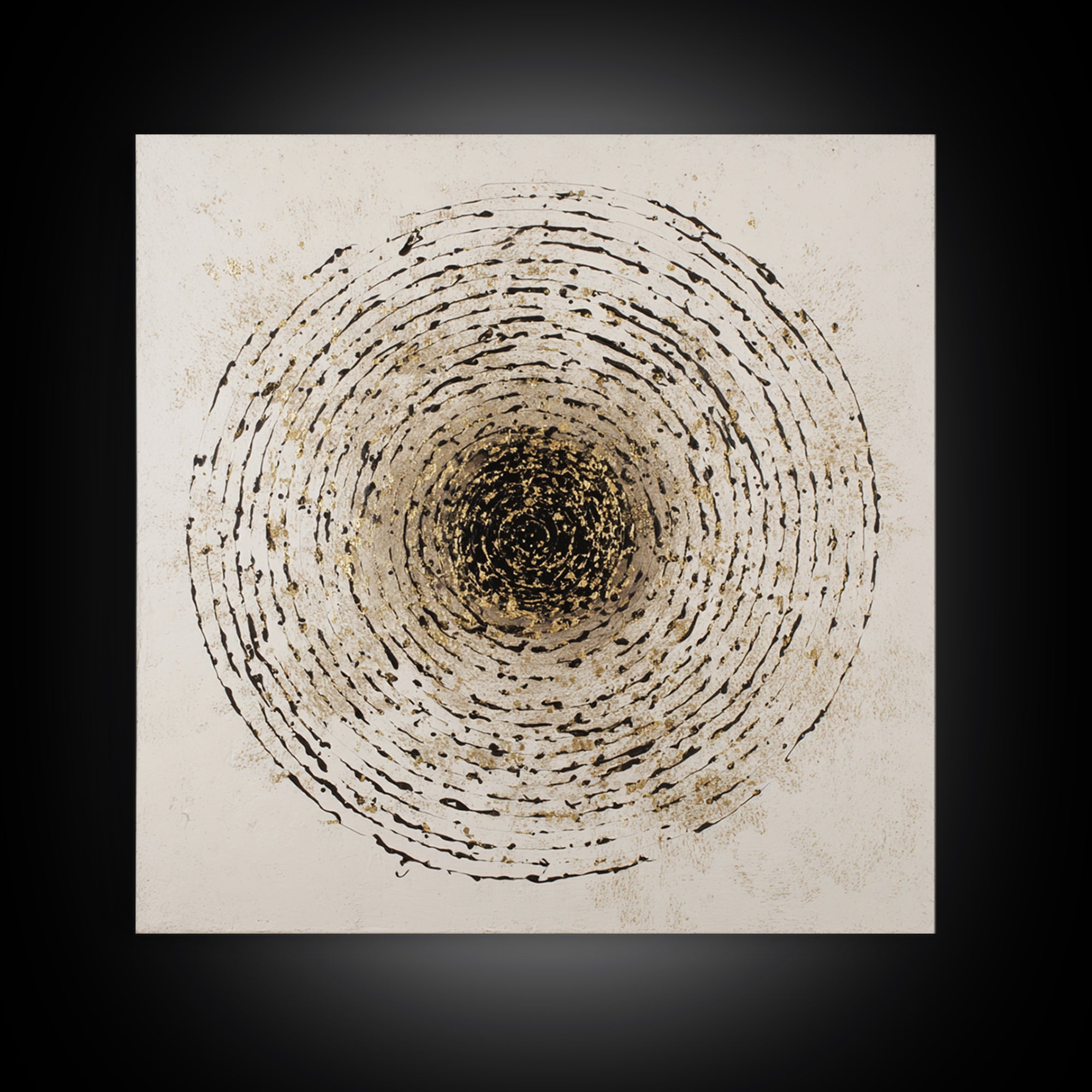 Gold Leaf Calligraphic Spiral on Plaster Surface Canvas Print, Calligraphy Art, Modern Art, Living Room Decor, Fine Art, Script, CAL-1x1-14