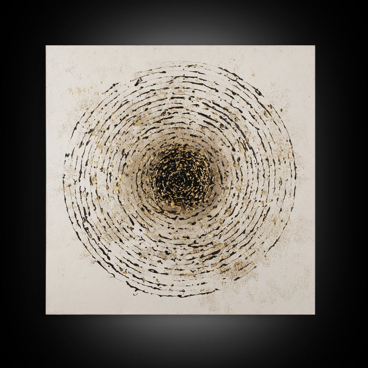 Gold Leaf Calligraphic Spiral on Plaster Surface Canvas Print, Calligraphy Art, Modern Art, Living Room Decor, Fine Art, Script, CAL-1x1-14