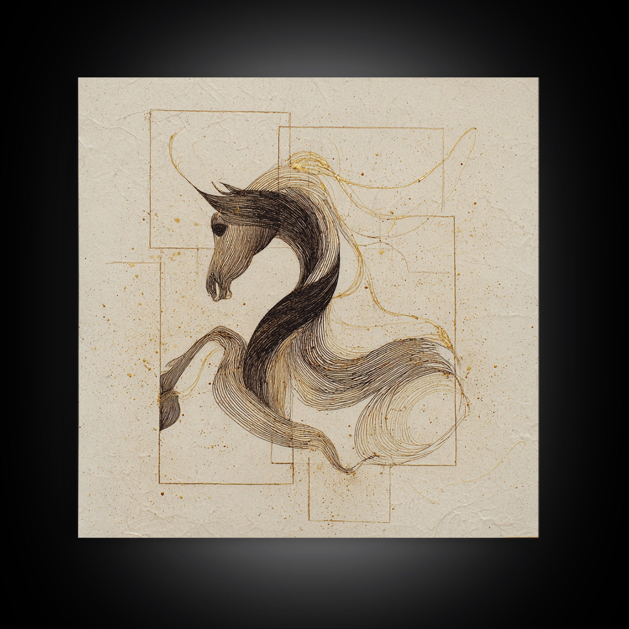 Calligraphic Horse Silhouette Made from One Line Canvas Print, Calligraphy Art, Digital Download Art, Living Room Decor, Script, CAL-1x1-17