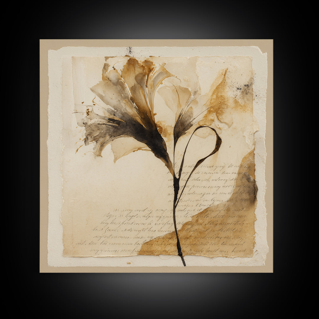 Single Elegant Flourish Shaped Like a Flower Framed Canvas Print, Calligraphy Art, Fine Art Print, Living Room Decor, Script, CAL-1x1-29