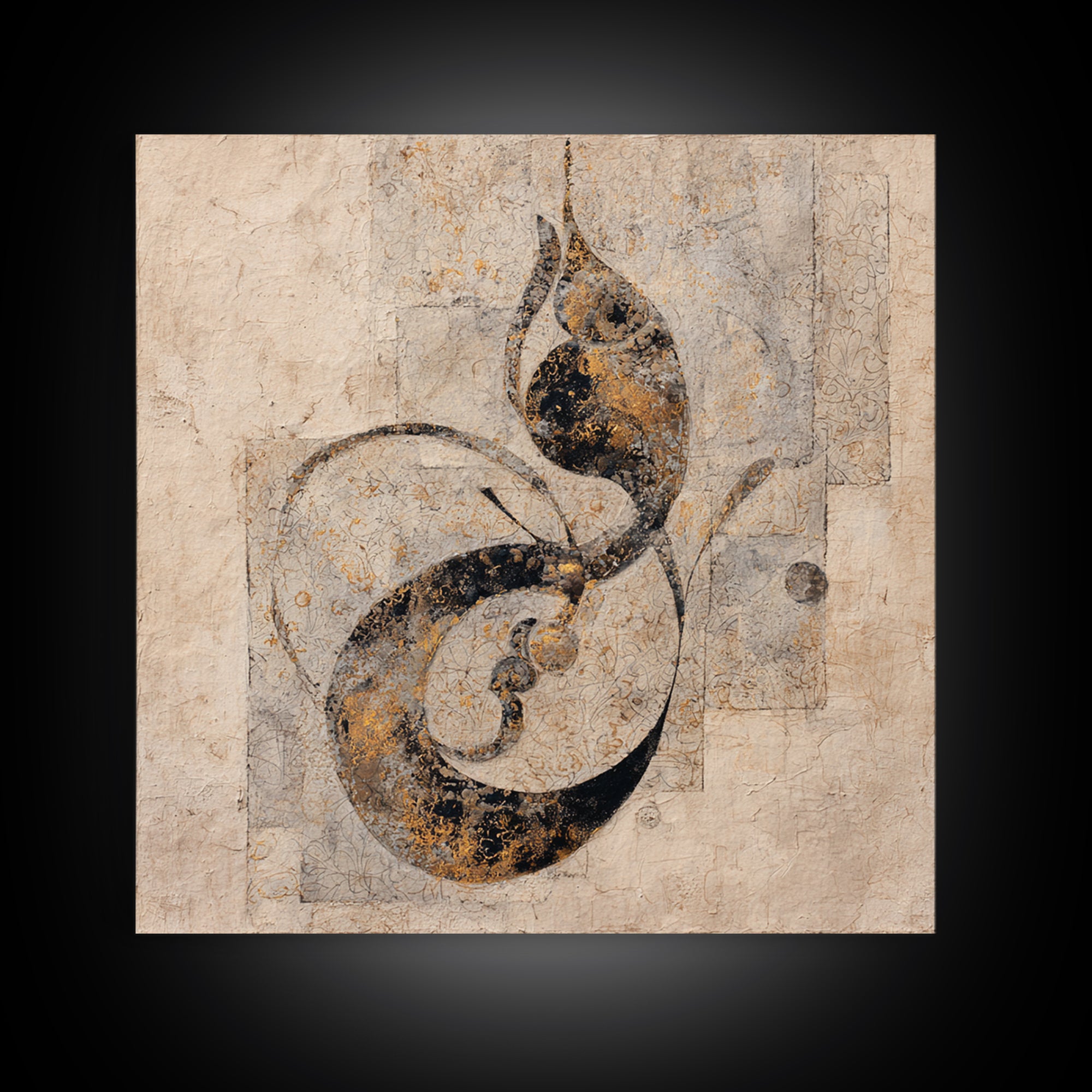 Arabic Ornamental Curves as Non Readable Art Canvas Print, Calligraphy Art, Wallart, Living Room Decor, Fine Art, Script, CAL-1x1-3