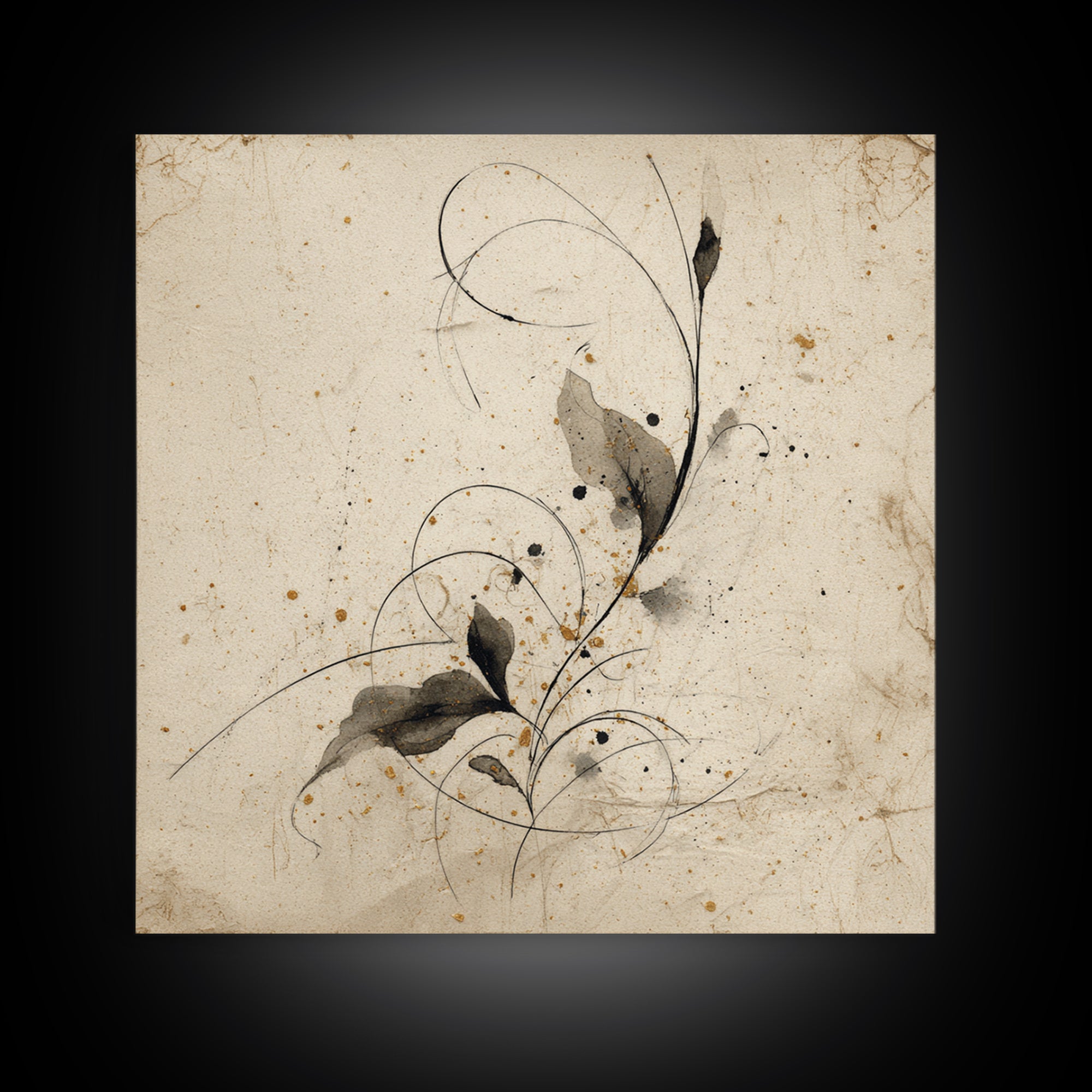 Floral Vine Created from Graceful Script Like Canvas Print, Calligraphy Art, Living Room Wall Art, Living Room Decor, Script, CAL-1x1-35
