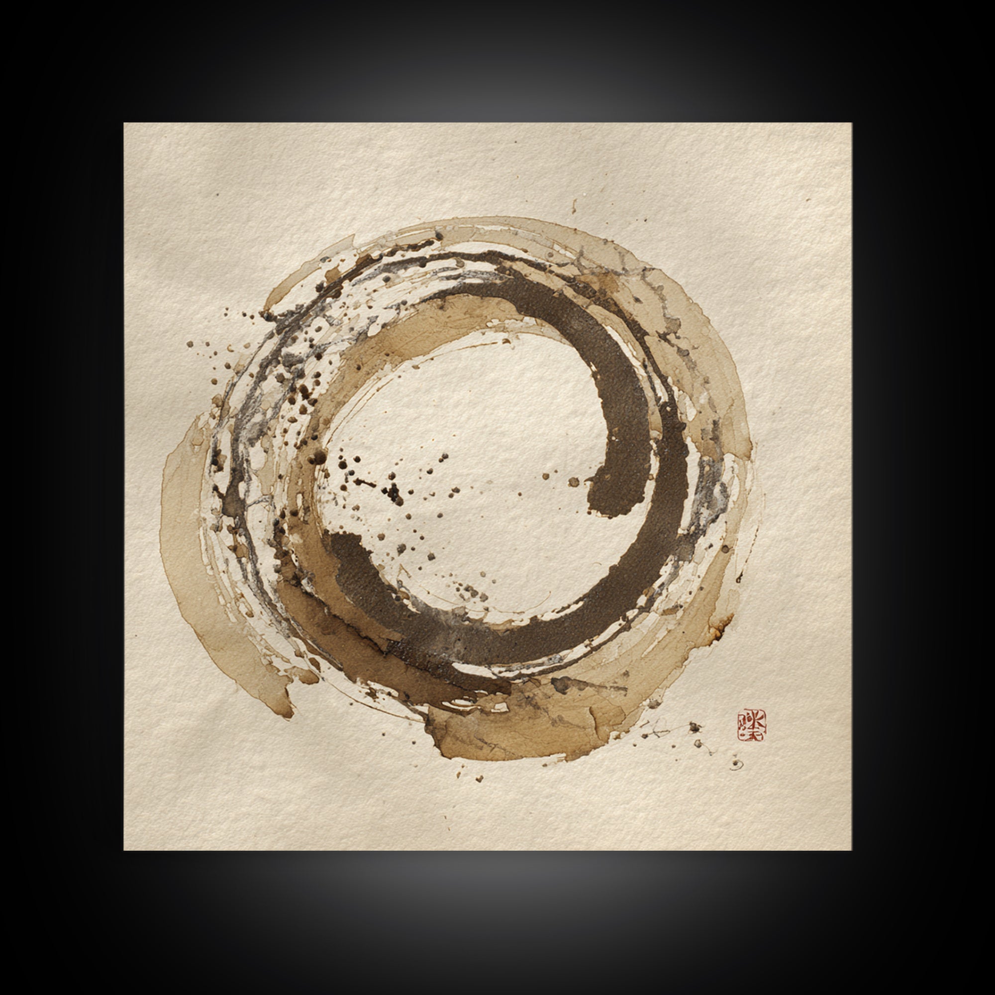 Japanese Brush Mark Circle Canvas Print, Calligraphy Art, Home Decor, Living Room Decor, Fine Art, Script, Wall Art Print, CAL-1x1-4