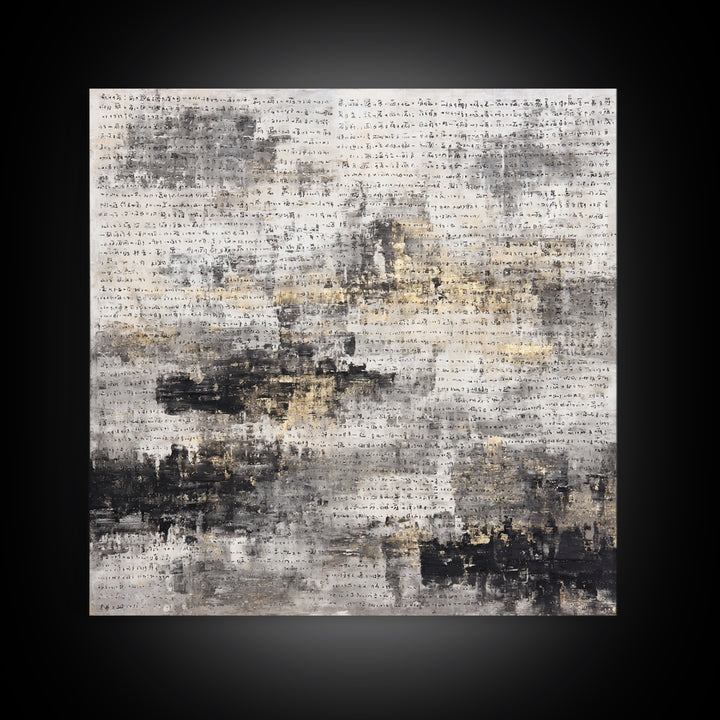 Expressive Musical Rhythm Painted as Ink Strokes Framed Canvas Print, Calligraphy Art, Art, Living Room Decor, Fine Art, Script, CAL-1x1-48