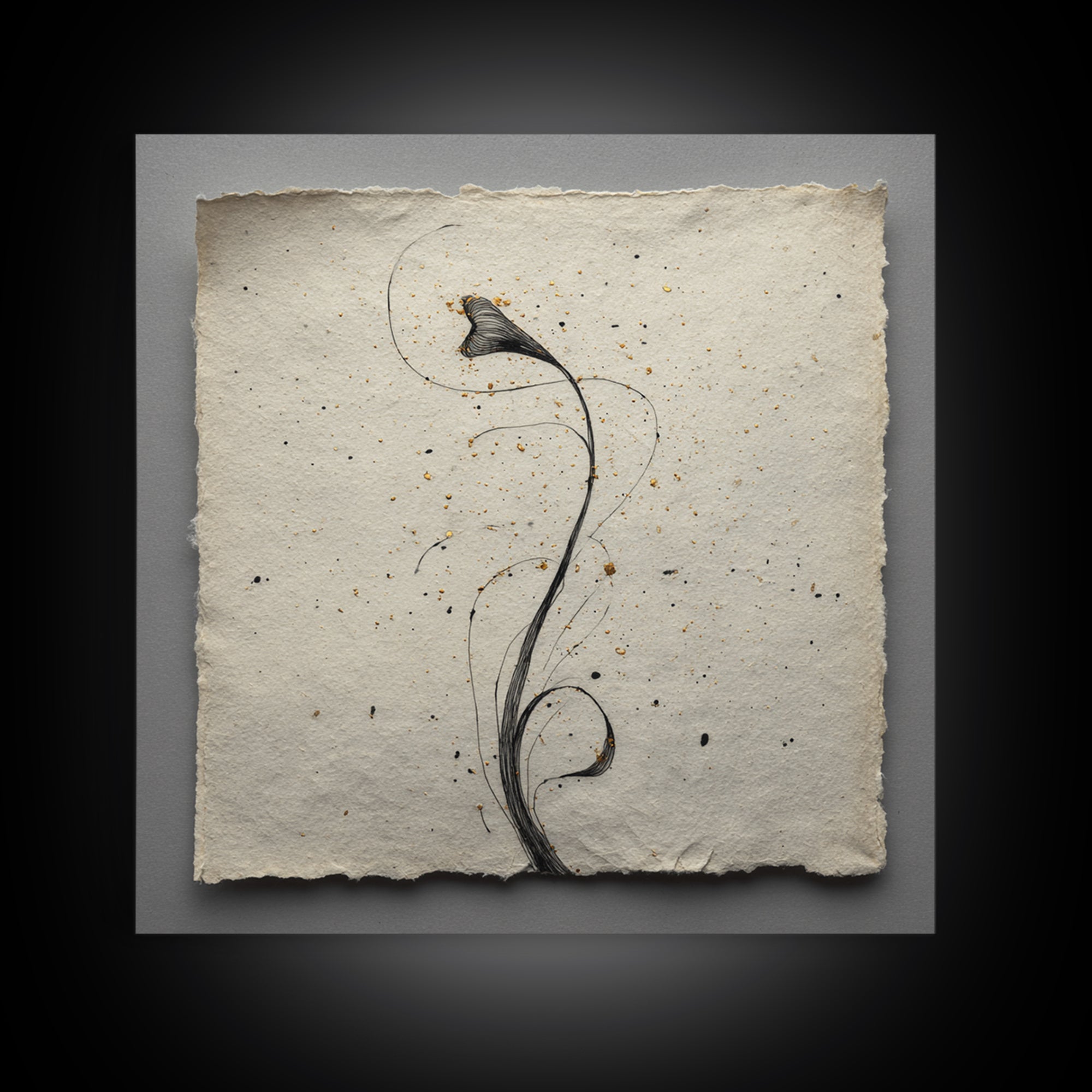 Single Elegant Flourish Shaped Like a Flower Framed Canvas Print, Calligraphy Art, Fine Art Print, Living Room Decor, Script, CAL-1x1-53