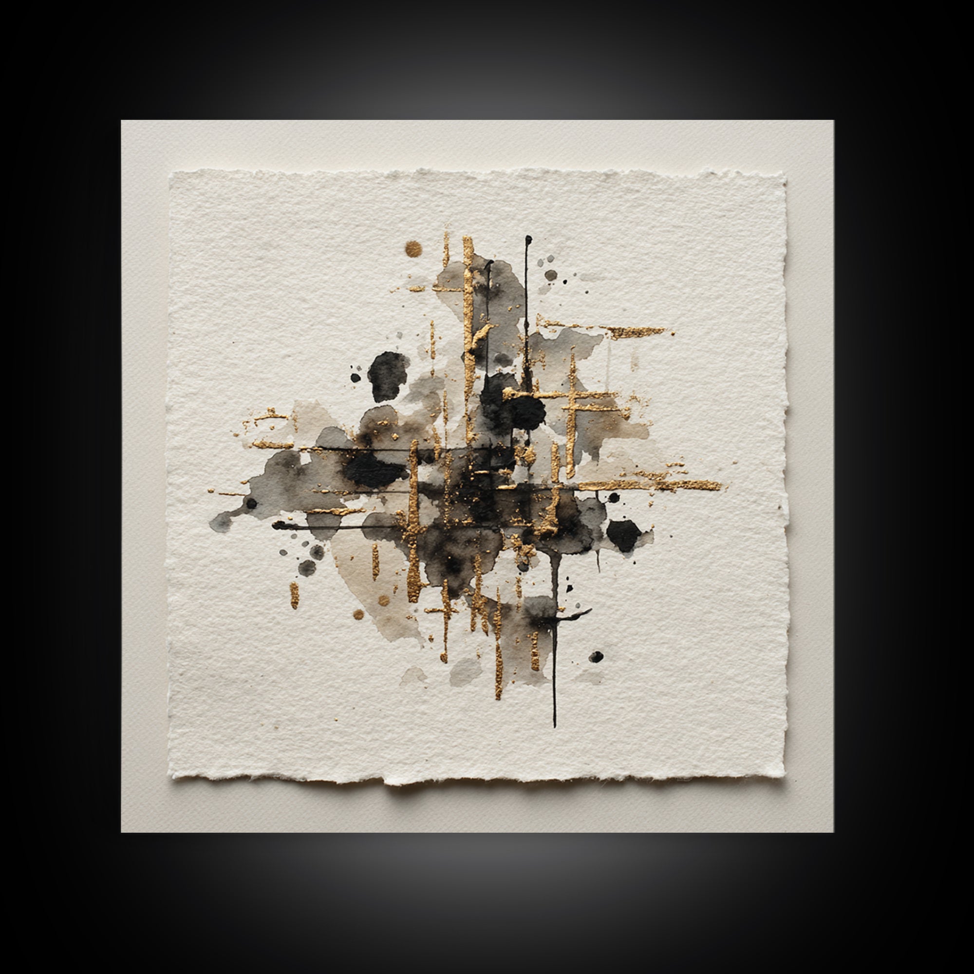 Ink Splatter and Long Brushstroke Composition Canvas Print, Calligraphy Art, Living Room Wall Art, Living Room Decor, Script, CAL-1x1-64