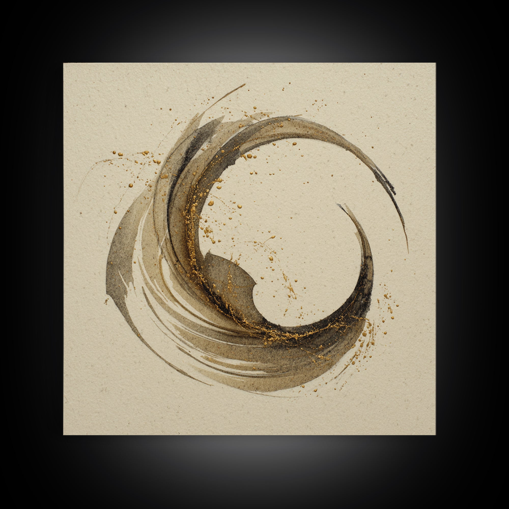 Crescent Moon Made from Elegant Ink Swashes Canvas Print, Calligraphy Art, Neutral Decor, Living Room Decor, Fine Art, Script, CAL-1x1-69