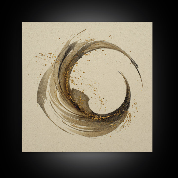 Crescent Moon Made from Elegant Ink Swashes Canvas Print, Calligraphy Art, Neutral Decor, Living Room Decor, Fine Art, Script, CAL-1x1-69
