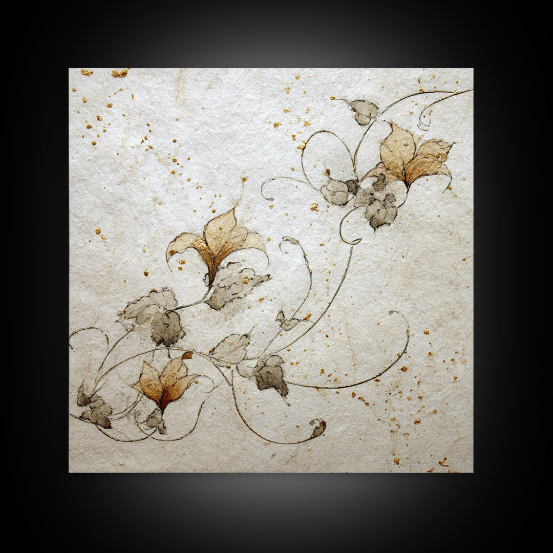 Floral Vine Created from Graceful Script Like Canvas Print, Calligraphy Art, Statement Artwork, Living Room Decor, Script, CAL-1x1-83