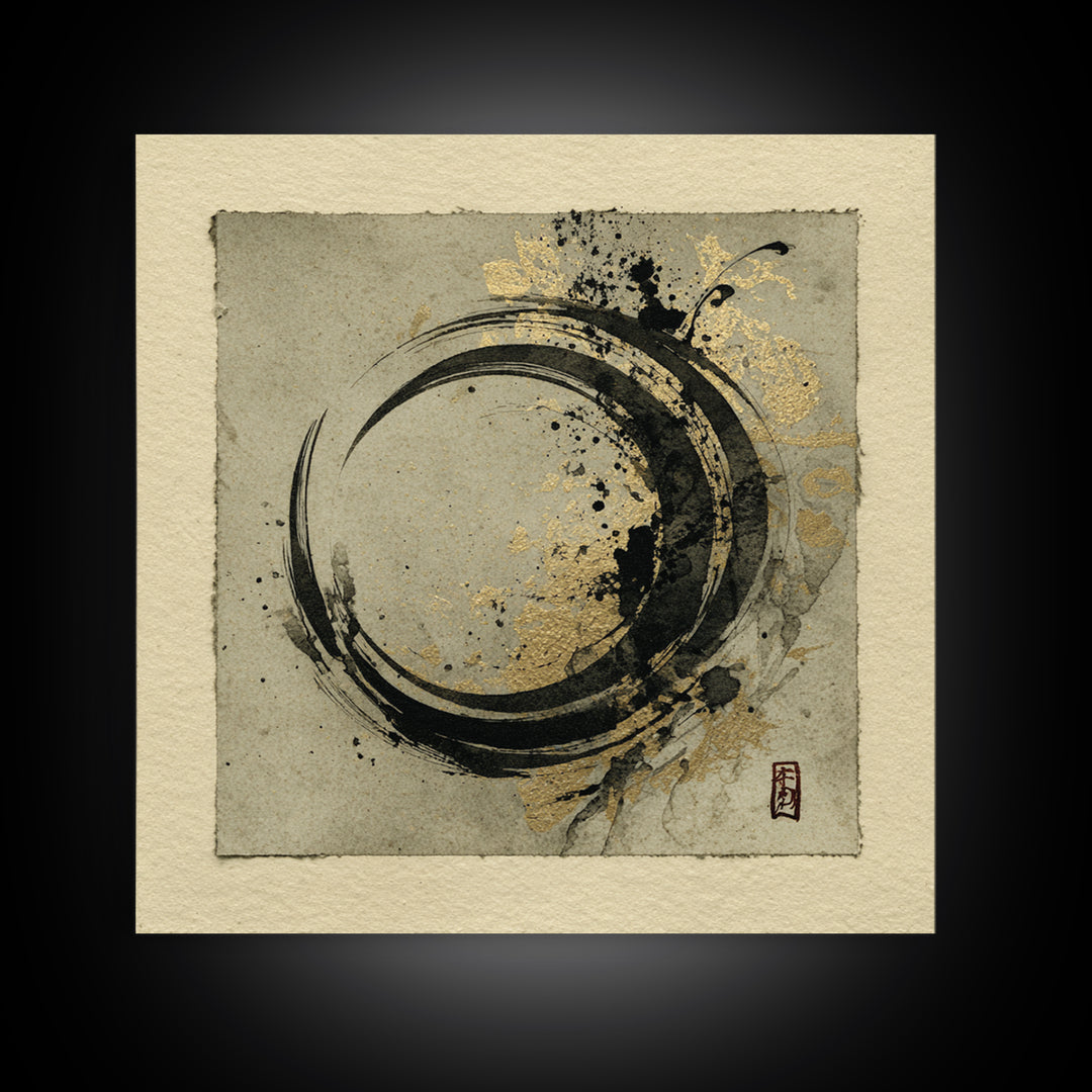 Crescent Moon Made from Elegant Ink Swashes Framed Canvas Print, Calligraphy Art, Luxury Decor, Living Room Decor, Script, CAL-1x1-93