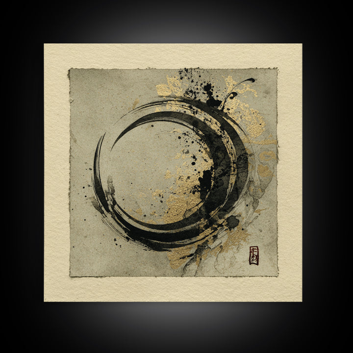 Crescent Moon Made from Elegant Ink Swashes Framed Canvas Print, Calligraphy Art, Luxury Decor, Living Room Decor, Script, CAL-1x1-93